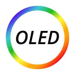 Oled technology logo with vibrant color spectrum circle.