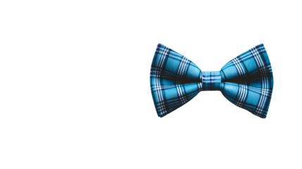 Plaid Blue bow tie Isolated transparent on white background