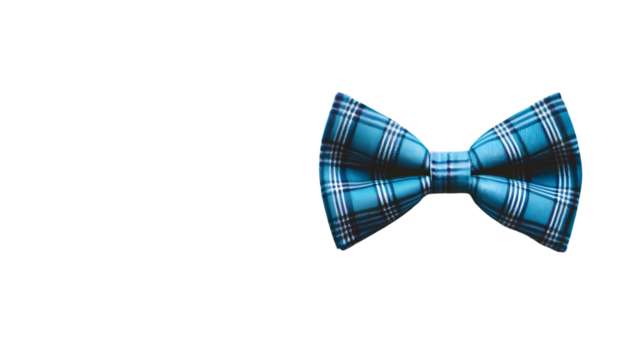 Plaid Blue bow tie Isolated transparent on white background