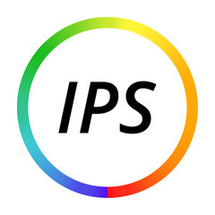 Ips color wheel logo with gradient circle and bold lettering.