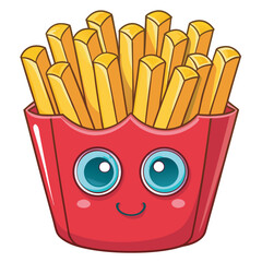 Cartoon french fries with a cute face