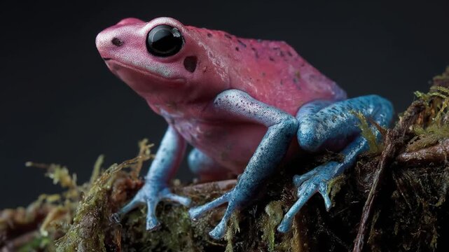 Pink poison dart frog close up