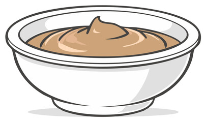 Cartoon Illustration of Bowl with Creamy Dessert Food Dish Meal Vector Drawing