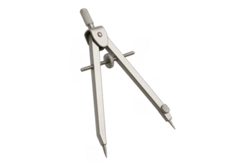 Metal drawing compass creating circles for geometry and drafting