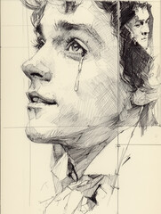 Portrait sketch of a person who is having mental health issues