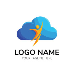 Obraz premium Cloud Computing and Human Figure Logo - Conceptual Design