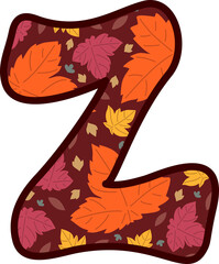 Autumn Fall Leaves Uppercase Alphabet Z