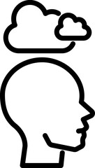 Human head with cloud above – sad mood