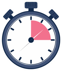 Vector illustration of a stopwatch showing a pink shaded time segment indicating duration or deadline