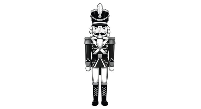 Hand drawn nutcracker in vintage engraving style