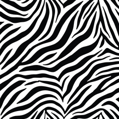 Zebra print, animal skin, tiger stripes, abstract pattern, line background, fabric. Amazing hand drawn vector illustration. Poster, banner. Black and white artwork, monochrome