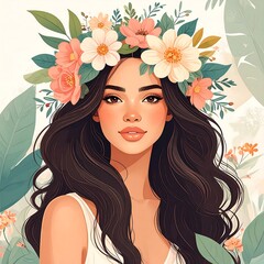 Woman with floral crown portrait