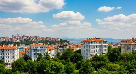 Obraz premium Istanbul Cityscape View with Buildings and Trees.