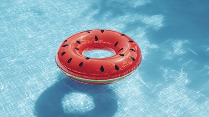 Red Watermelon Pool Float On Light Blue Water
