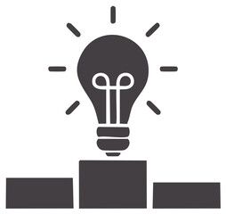 Light Bulb Idea on Podium, Innovation Concept, Competition Leader, First Place Champion, Victory Stand