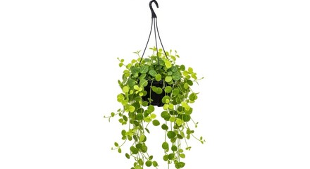 Fototapeta premium Green hanging plant with small leaves isolated on white background