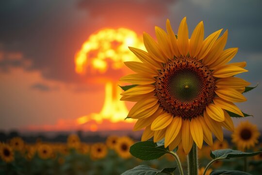 Sunflower Radiance: A Blend of Thermonuclear Blast and Natural Beauty