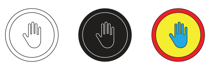 Obraz premium Hand touching prohibition icon set. Hand touching prohibition vector icon
