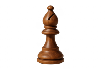Wooden chess bishop piece representing strategy and intelligence