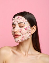 Woman with floral face mask (1)
