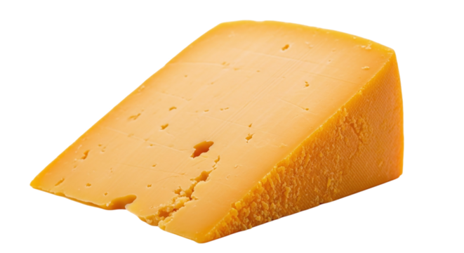A piece of cheddar cheese isolated on transparent background, a versatile and flavorful ingredient for cooking, snacking, or enjoying on its own