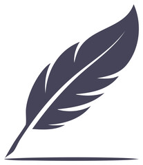 Stylized feather quill pen icon representing writing history and artistic expression