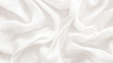 Obraz premium The white linen fabric features soft wrinkles and a natural textile aesthetic, making it ideal for designs, decorations, or textile-related projects that require a gentle, natural look.
