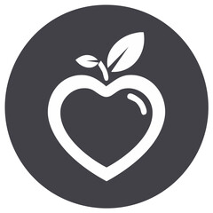 Fototapeta premium Heart Shaped Apple Vector Logo Design for Health and Wellness Symbol in Round Gray Background