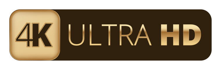 4k ultra hd logo design in gold and black.