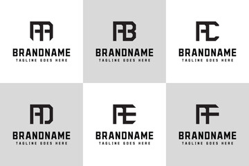 Letters AA AB AC AD AE AF Monogram Logo Set, for AA BA CA DA EA FA initials