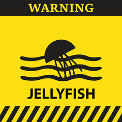 Warning jellyfish symbol on yellow background 