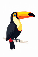 Fototapeta premium A colorful toucan bird perched on a branch, showcasing its vibrant beak and plumage.
