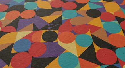 Abstract geometric pattern colorful shapes and forms on textured surface