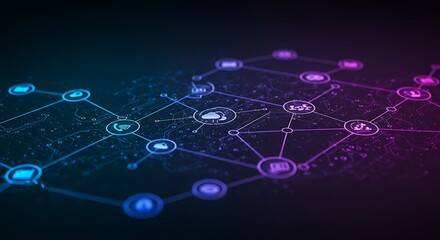 Abstract network design with connected points and technological concepts