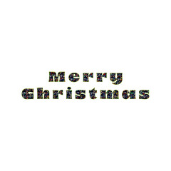 Dark Pattern Merry Christmas Text Vector with Colorful Holiday Lights and Gold Outline on White