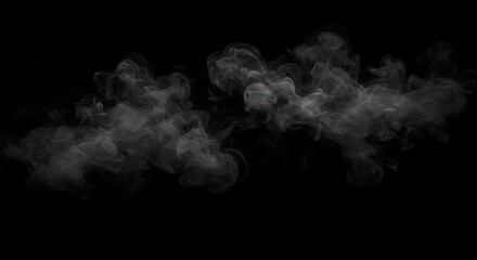 Abstract wispy smoke clouds rising against dark backdrop background