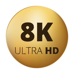 8k ultra hd gold badge emblem for high resolution display quality.