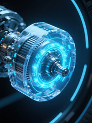 Close up of electric motors and drive axles for new energy vehicles