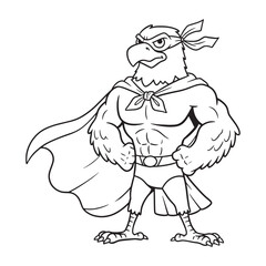 Fototapeta premium Heroic Eagle: A courageous eagle dons a superhero guise, exuding strength and determination in this dynamic illustrated artwork.