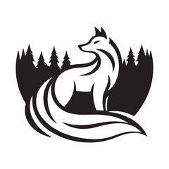 silver veil fox vector silhouette clip art drawing icons collections