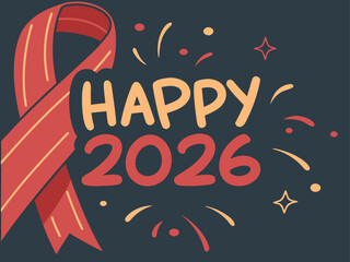 Celebrate 2026 with joy! A happy new year awaits, filled with festive cheer and optimism for a bright future, perfect for social media or greeting cards
