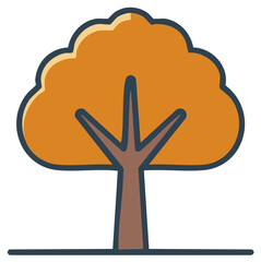 Obraz premium Stylized autumn tree icon with orange foliage illustrating fall season nature