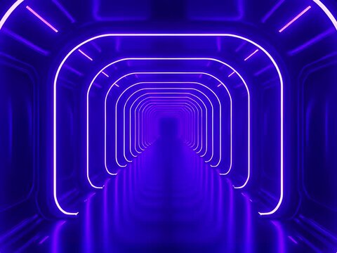 Futuristic neon tunnel loop animation with glowing lights and cyberpunk vibe. Perfect for VJ loops, motion graphics, music visuals, and digital backgrounds.