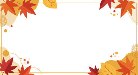 Autumn Leaves Border Frame with Vibrant Color Palette for Seasonal Designs