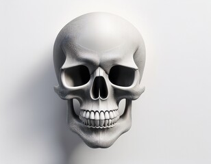 Fototapeta premium minimalist skull design on white background simple yet striking visual emphasizing form and texture ideal for modern aesthetic