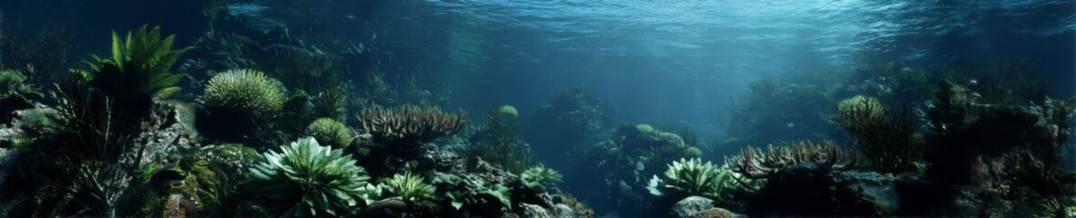 Fototapeta premium Underwater coral reef ecosystem hdri panoramic exported environment map