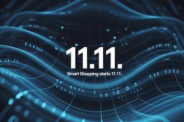 Get ready for the 11.11 sale with this futuristic design, perfect for advertising online shopping deals, tech promotions, and limited-time offers for your business this season