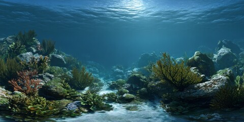 Fototapeta premium Underwater coral reef exploration coral sea hdri panoramic environment map