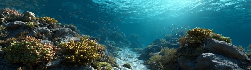 Obraz premium Underwater coral reef exploration tropical ocean hdr panoramic environment map