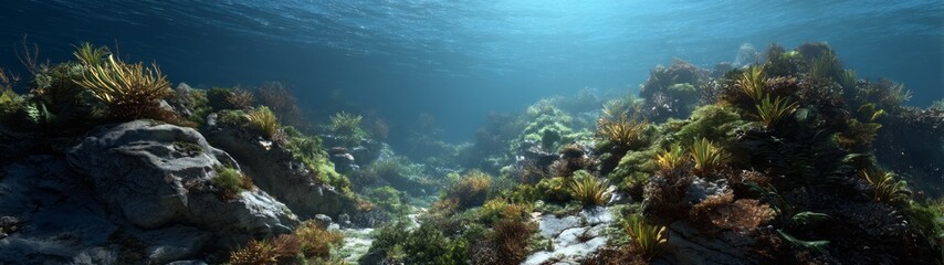 Underwater coral reef ecosystem hdri panoramic view equirectangular environment